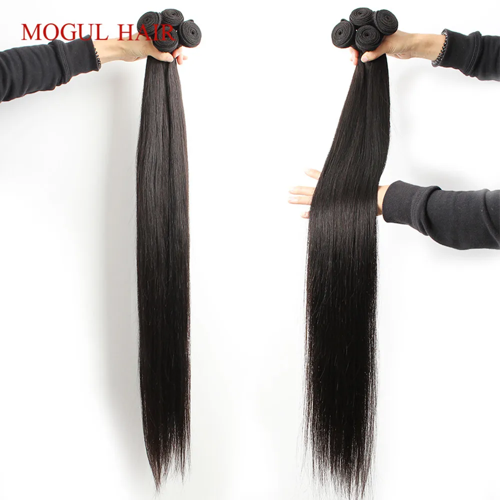 MOGUL волосы бразильские прямые пряди с закрытием длинные Remy человеческие 34 дюйма