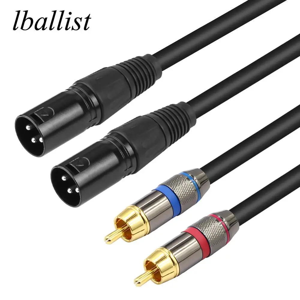 Lballist 1 5 m Dual XLR кабель для мужчин 2RCA Jack Male OFC AUX аудио shileed усилителя микшера|Кабели