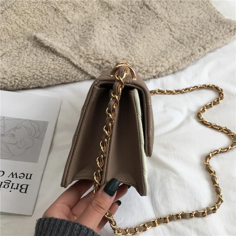 Burminsa Elegant Quilted Chain Crossbody Bags For Women Unique Design Lock High Quality Soft PU Female Shoulder Bags Autumn