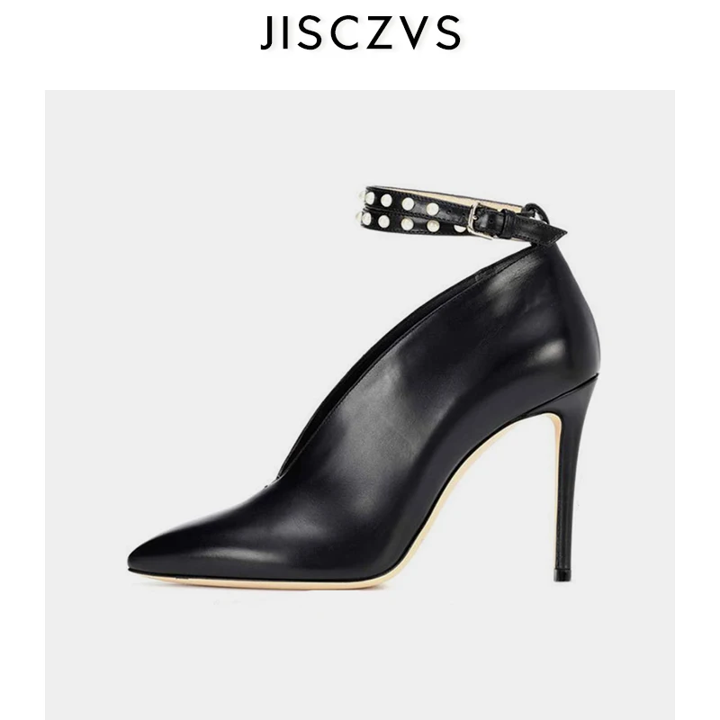 

2020 Sexy Pointed Toe Deep V Design Lady Shoes Stilettos Single Shoes Elegant High Heels Leather Shoes Vintage Pumps Boots