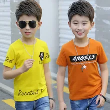 Футболка с короткими рукавами для мальчиков, Новая Стильная летняя одежда, Детская футболка, топы с короткими рукавами в Корейском стиле для мальчиков-подростков