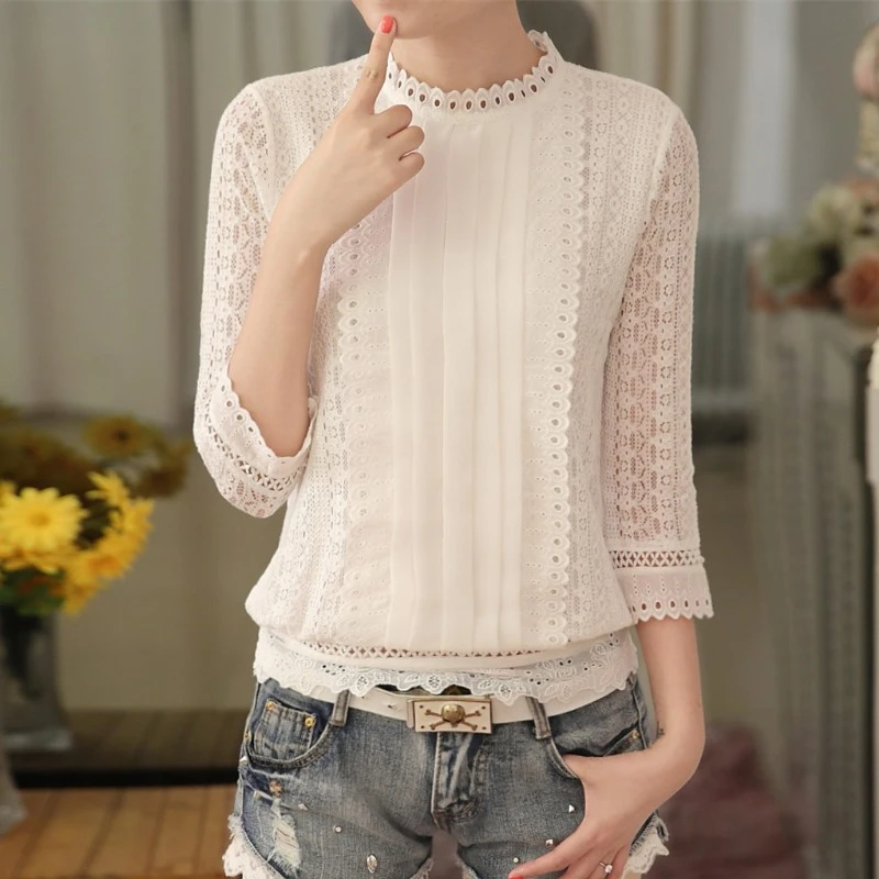 Blusas de Mujer Camisas de chifón de coreano para damas 2020 otoño Mori para Niñas ropa de cuello de PIE BLANCO camisetas de grande crochet ropa|Blusas y camisas| - AliExpress