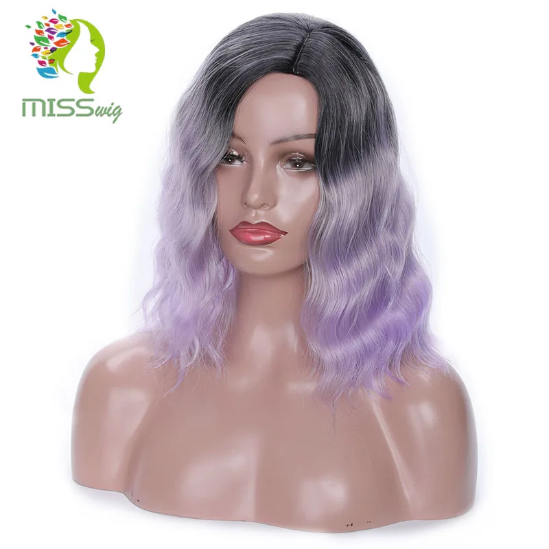 Miss wig короткие парики фиолетовые курчавые кучерявые парики для черных женщин синтетические волосы африканские пушистые волосы высокотемпературное волокно