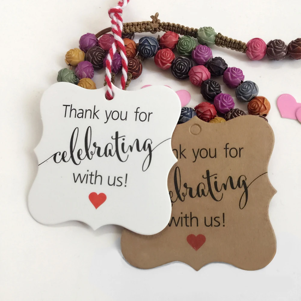 100Pcs/Set Kraft Paper Hanging Tags with Jute Rope Wedding Invite Card DIY Decor - 4.00006E+12