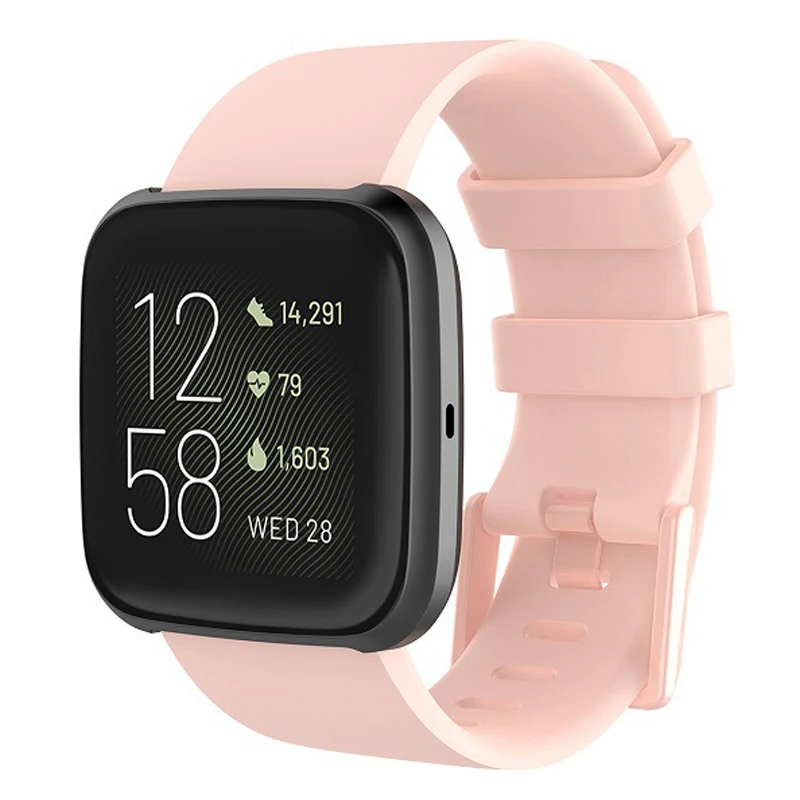 Розовый роскошный ремешок для Fitbit Versa /Versa Lite мягкий силиконовый на запястье 2