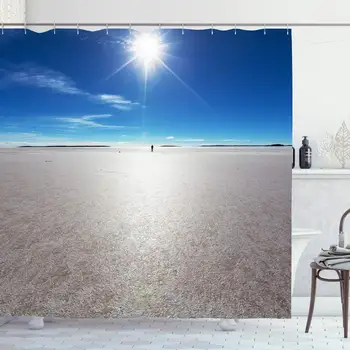 

Shower Curtain Set with Hooks 60x72 Inches Uyuni Salar Terrain Calm De World Bolivia Nature Wilderness Parks Color Blue Outdoor