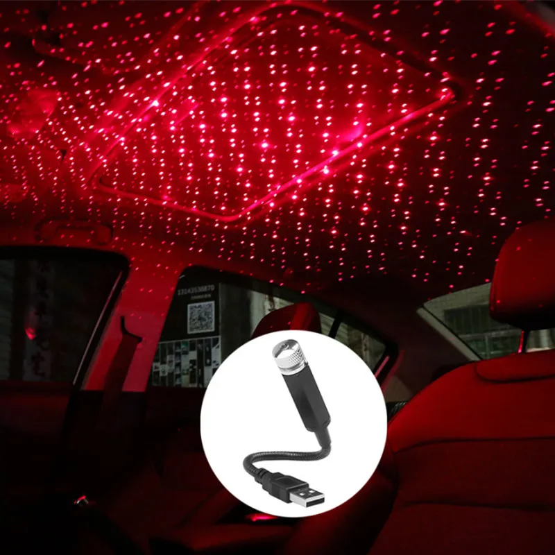 Adjustable Lens Laser Projector Mini USB LED Car Light Interior Atmosphere Decorative Lights Bird's nest, Time Tunnel