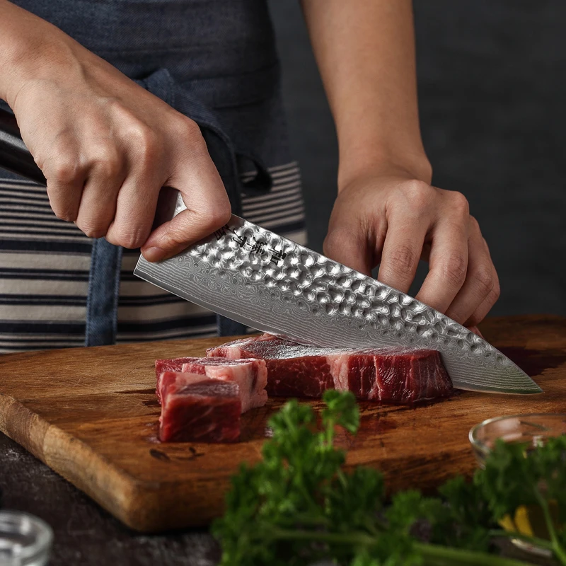 HEZHEN набор кухонных ножей из дамасской стали 5 шт. острые кухонные ножи Santoku нож для