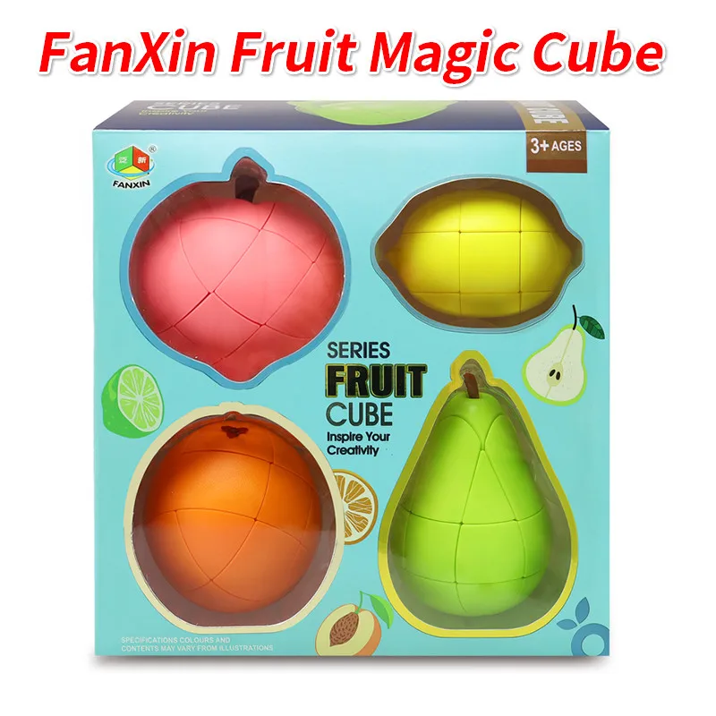 Fanxin Fruit Magic Cube Pack Professional Stickerless Pear Orange Peach