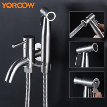 

Wall Mounted Pet Clean Bidet Faucet Shower Spray Chrome Toilet Cleaner Cold And Hot Stainless Steel Switch GKR000O 4