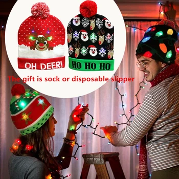 

Hot Sale LED Christmas Tree Hat Light Up Knitted Hat for Children Adult Ugly Christmas Sweater Christmas Beanie New Year Gifts