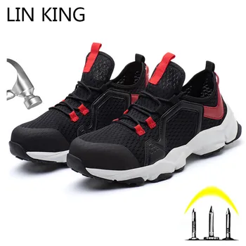 baratas Lin King Botas De Segurança De Trabalho Masculino Com Tampa De Aço Toe Respirável Anti Piercing Tênis De Trabalho Ao Ar Livre De Pouco Peso Tornozelo Botas