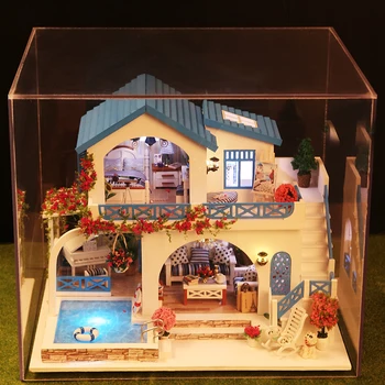 

Furniture 3D Wooden Miniatures Dollhouse Toys DIY Cute Doll House Kids Handmade Assemble Toys For Children Girls Birthday Gifts
