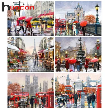 

Huacan Diamond Painting Full Square Landscape 5D Diamond Embroidery Mosaic Kits Art Street Home Decoration