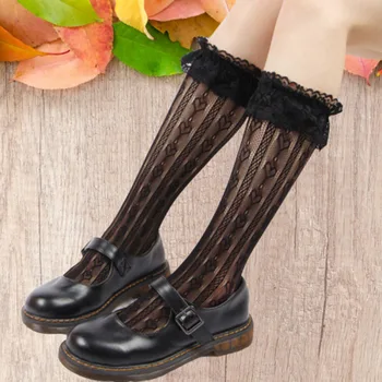 

Newest Arrivals Lolita Women Girls Sexy Lace Floral Socks Ruffle Soft Pleats Elastic Fishnet Short Ankle Socks Black White