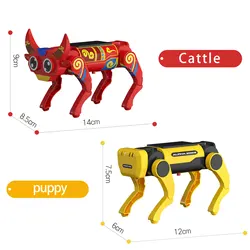 Diy novo quadruped biônico inteligente robô brinquedos stem solar elétrica mecânica cão conjunto educacional ciência tecnologia puzzle brinquedo