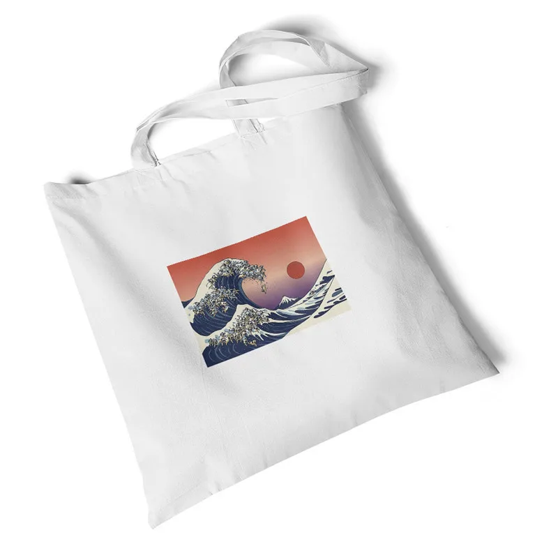 Женская Холщовая Сумка с принтом Ukiyoe модная сумка большие повседневные студенческие сумки пляжные сумки Экологичная сумка для покупок