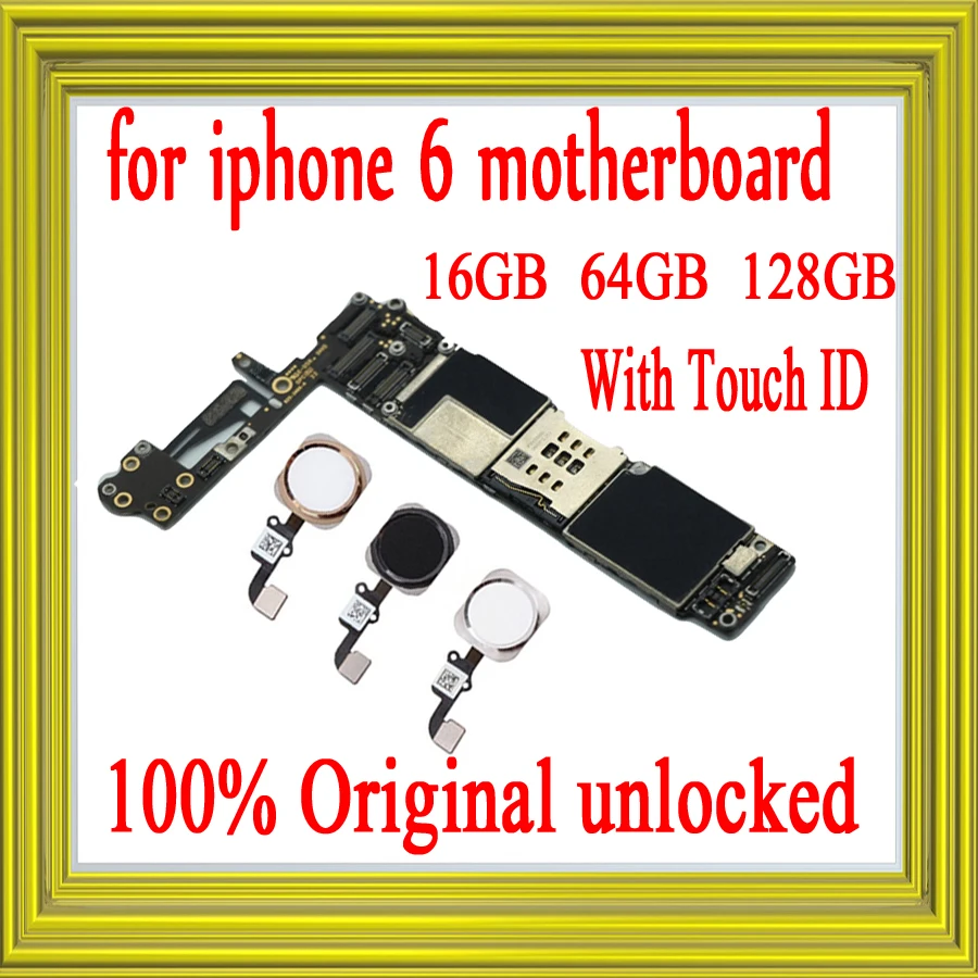 Оригинальная разблокированная материнская плата для iphone 6 с сенсорным ID/без Touch ID, материнская плата для iphone 6, 16 ГБ/64 Гб/128 ГБ
