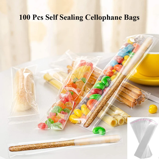 Bolsa de celofán autoadhesiva transparente, bolsas de plástico autoadhesivas  para regalo, joyería, Dulces, galletas, embalaje, 100 unidades - AliExpress