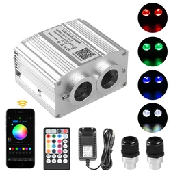 Motor de luz de fibra óptica RGBW de doble cabeza, 12V de CC, 16W, con Control por aplicación Bluetooth para luces de techo estrella