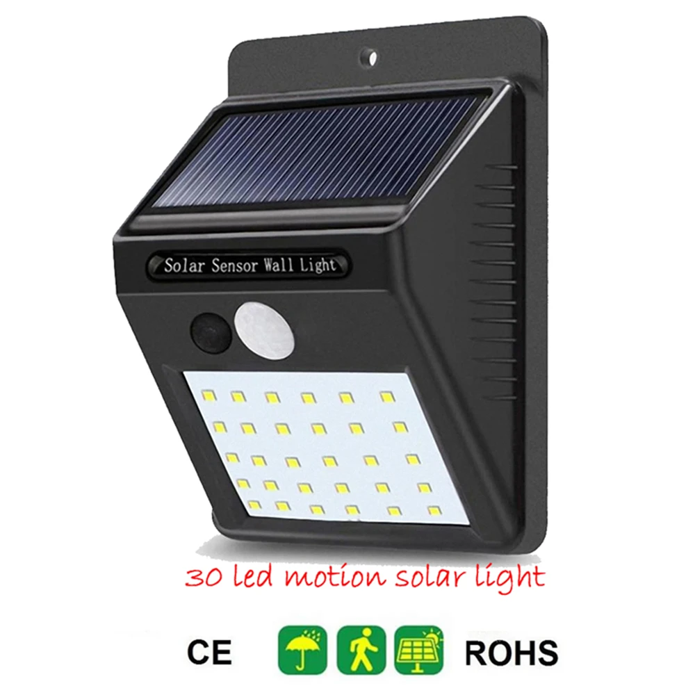 

1-4pcs Solar Motion Sensor Lamps 30LEDs Outdoor LED Lamp Street Lights Luminaria Solar Light Solar Led Garden Decoration energia