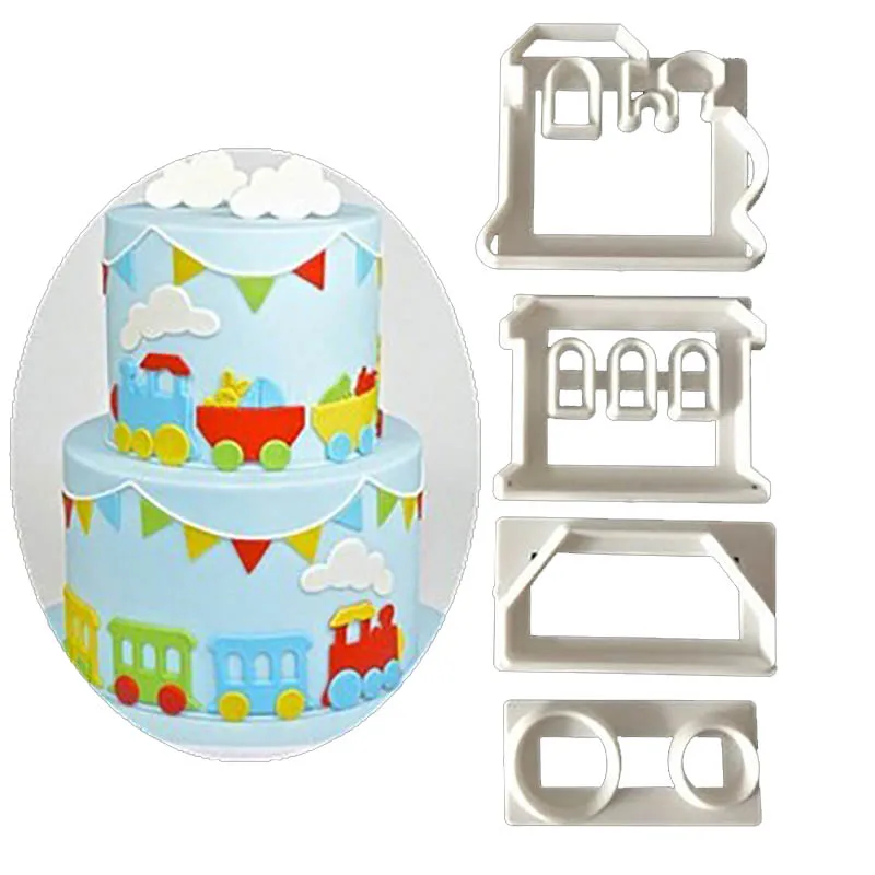 

New 4pcs Cake Tools Cartoon Tractor Car Cookie Cutter Set Christmas Biscuit Stamp Fondant Mould Kitchen Baking Printing Decorate