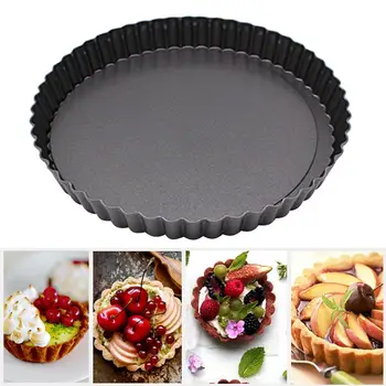 

2Pcs Round Non-stick Removable Loose Bottom Fluted Tart Quiche Flan Pan Pie Pizza Cake Pan Mould Baking Mold Kitchen Bakeware