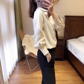 

Women Shirt Women's Twill Long-sleeved Shirt Womens Tops