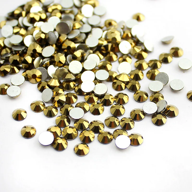 Aurum SS16-SS30(1440 шт)/упаковка цветные стразы для дизайна ногтей с плоской задней поверхностью, не исправляющие клеевые Стразы для дизайна ногтей - Цвет: Aurum