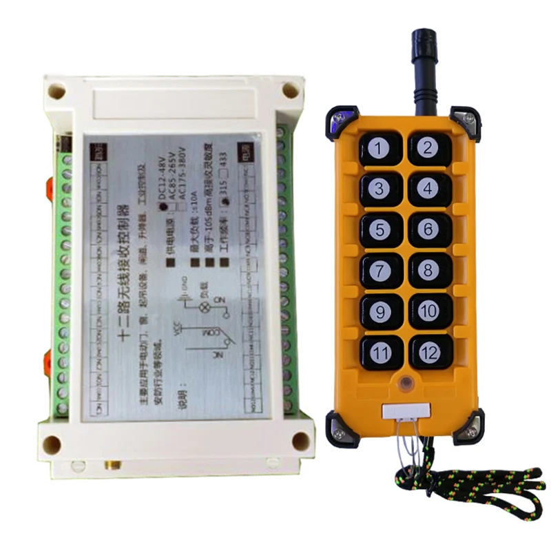 

3000m DC 12V 24V 36V 48V 12CH Radio Controller RF Wireless Remote Control Overhead travelling crane System Receiver+Transmitter