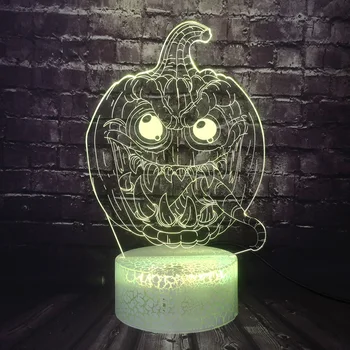 

Halloween Trick Pumpkin Demon Tongue 3D Optical LED Lamp RGB Bulb Sleep Lighting 7 Colors Chang Mood Night Light Toy Kid Gift