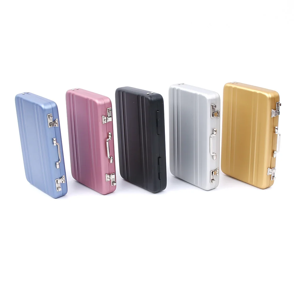1Pc Aluminum Metal Shell Business ID Credit Card Holder Five Color Optional Mini Cute Suitcase Shape Bank Card Holder Box Case