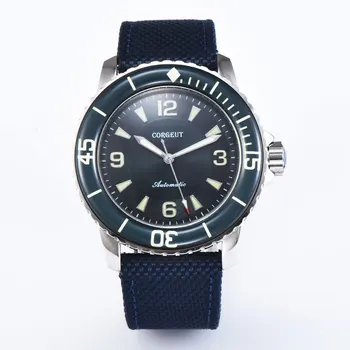 

Casual Corgeut 45mm green dial luminous marks rotating bezel mineral glass automatic movement men's wrist watches
