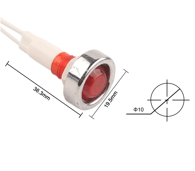 5PCS 10mm Signal Lampe Panel Montage LED Anzeige Rot Grün Gelb Licht 12V 24V 380V 220V Pilot Führung Elektrische Ausrüstung – Detail 4