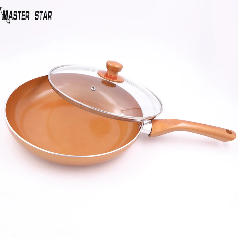

Master Star 2019 100% Non-stick Copper Frying Pan Ceramic Coating Pan&Glass Lid Skillet Induction Cooking Pan
