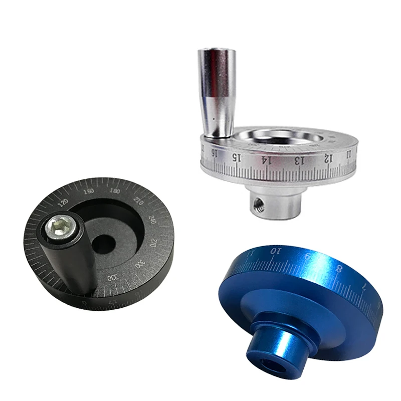 CNC 3D Printer Metal Hand Wheel With Angle Scale Slide Screw Double Scale Bore Dia. 6.35/8/10/12MM Laser Engraving cnc handwheel