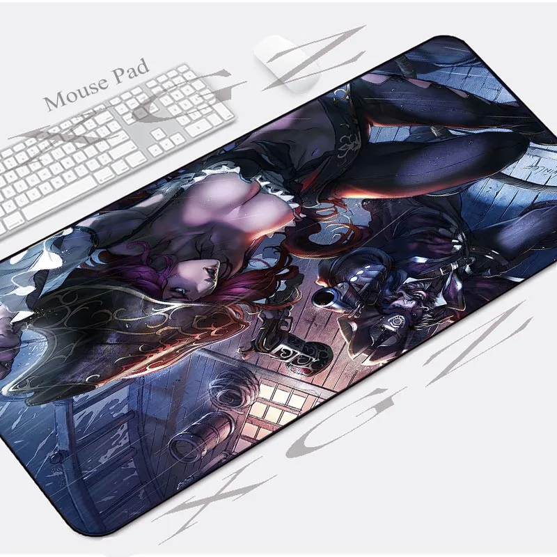  XGZ Anime Big Breasts Sexy Girl Custom Large Mouse Pad Black Lock Edge Computer Table Mat for Csgo 