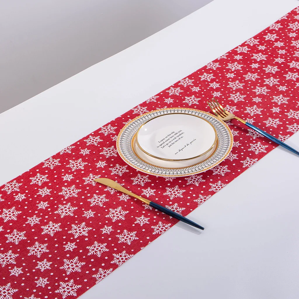 270 см Счастливого Рождества красная снежинка снеговик длинный стол флаг бегун ткань скатерти Современный домашний декор camino de mesa