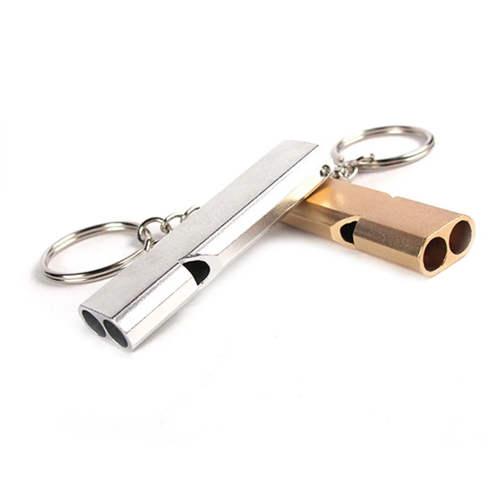 

Mini Portable 150db Double Pipe High Decibel Outdoor Camping Hiking Survival Whistle Double-frequency Emergency Whistle Keychain