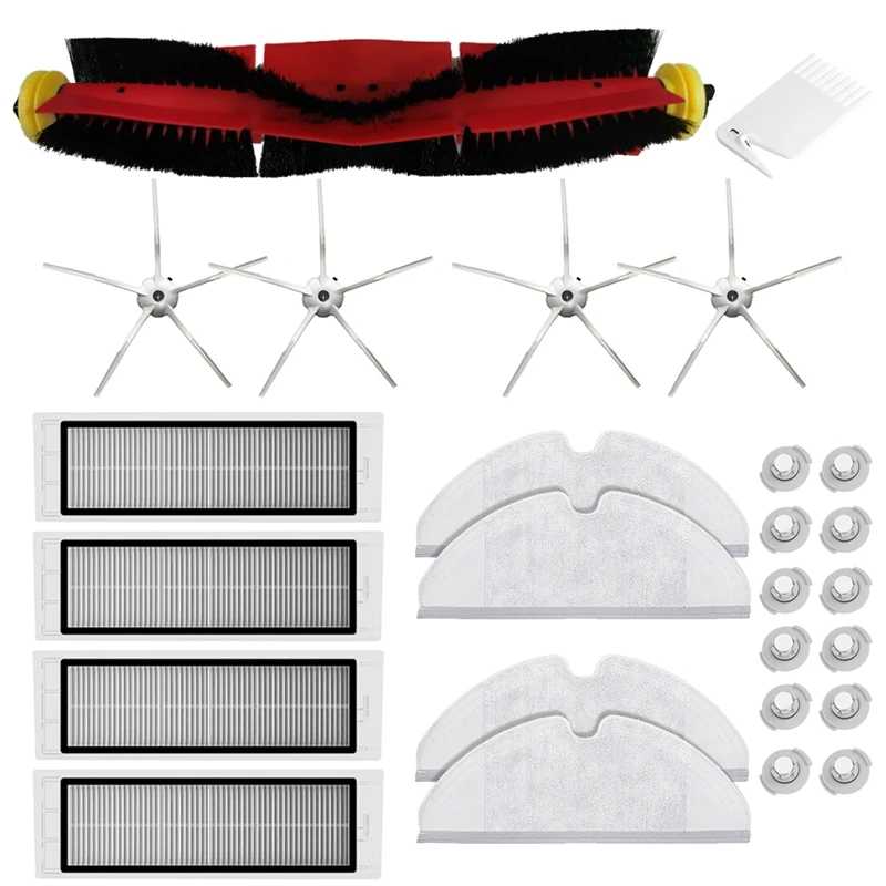 

26PCS Roller Brush 5 Arm Side Brush Filters Replacement Parts for Xiaomi Roborock S6 S5 Max Home Cleaning Accessories