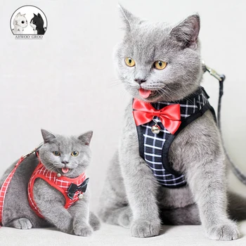 

Bowknot Cat Harness with Leash Set Kitten Cat Cute Bells Collar Clothes Vest Polyester Mesh Walking Harness for Cat Dog 2020 NEW