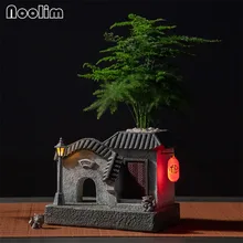 Домик из полимерной глины форма цветочный горшок Ретро японский стиль дзен античный дом комнатные зеленые растения горшок бонсай микро пейзаж домашний декор