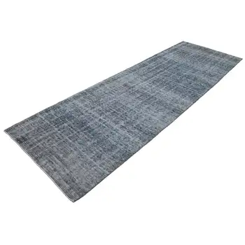 

103x316 Cm Blue Handmade Overdyed Runner Rug-3x10 Ft