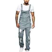Мужские джинсы с дырками, комбинезон, уличная одежда, комбинезон на подтяжках, штаны