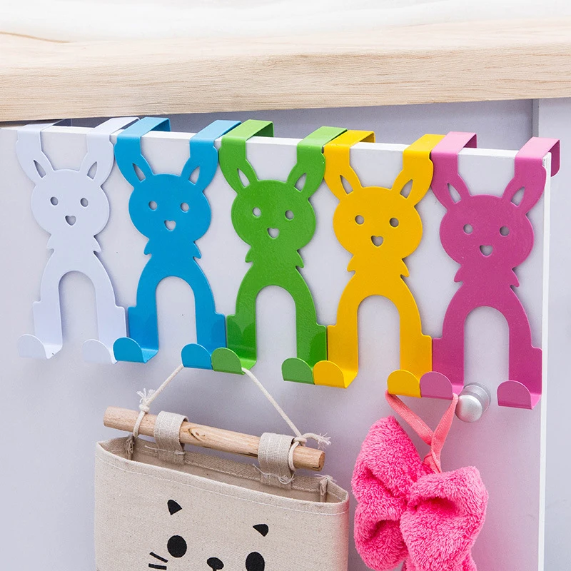

1/10pcs Cartoon Rabbit Hook Cute Stainless Steel Over the Door Hanger Hook Hat Coat Holder Popular New