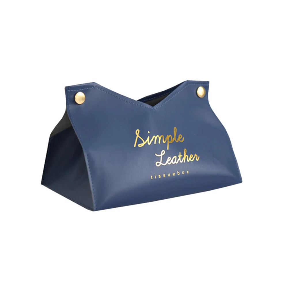 blue Towel Napkin Tissue Holder Nordic Style Leather Tissue Box Paper Dispenser Tissue Holder Case Office Home Container Supplies - Цвет: blue