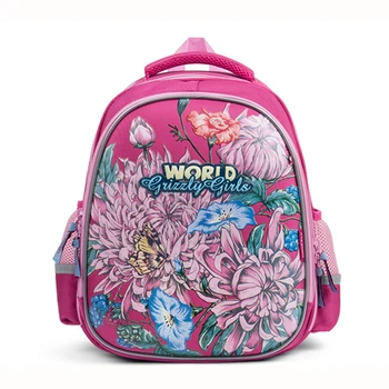

GRIZZLY Russia Style Butterfly School Bags for Girls Waterproof Orthopedic Backpack Flower Cats Primary Children School Backpack