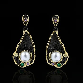 

Vintage Natural Gemstone Inlaid Pearl Earrings Female 925 Sterling Silver Zircon Ring Elegant Temperament Jewelry Ring Gift