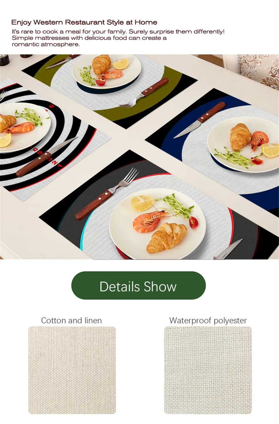 Fuwatacchi Shooting Target Placemat Drink Coasters Heat-insulated Tableware Decor Kitchen Dinning Bowl Dish Waterproof Pad Table