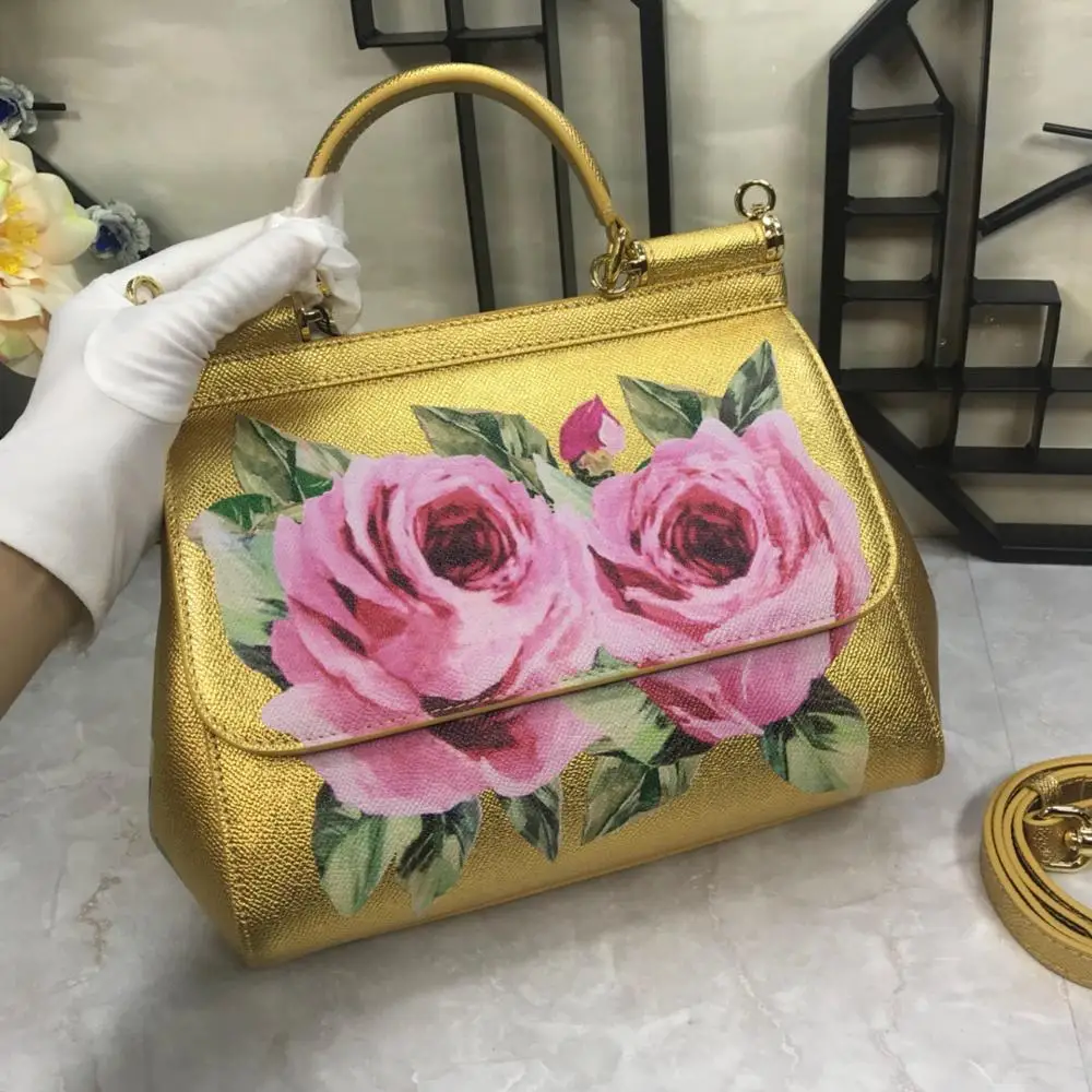 

2009 Colour Printed Lady's Handbag Retro Rose Gold Printed Single Shoulder Crossing Lady's Bag